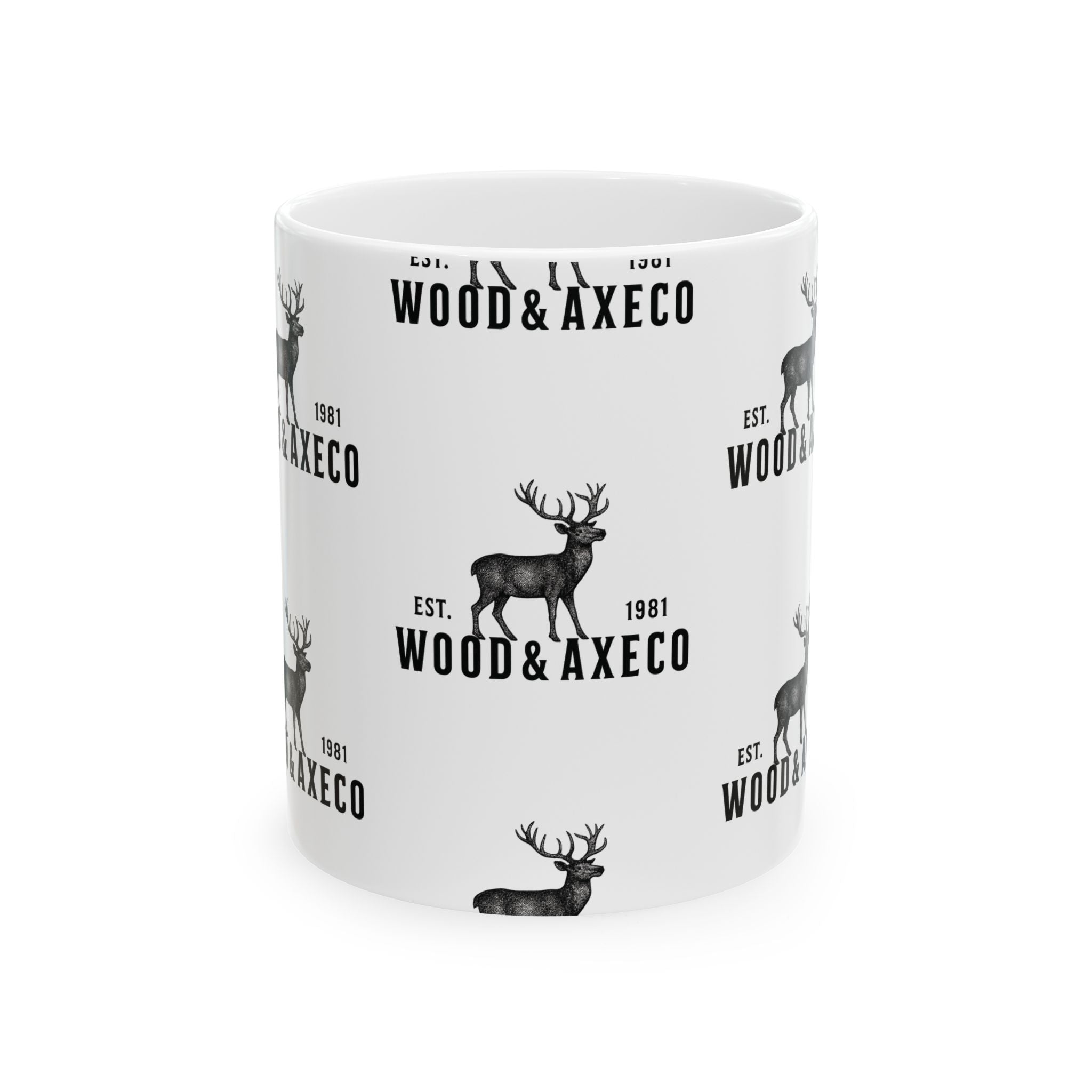 Wood & Axe Co. Stag Mug — Rustic Lodge Coffee Cup (11oz/15oz) | Outdoorsman Ceramic Mug