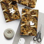 Gift Wrap Paper — Realistic Brass Bullet Casing Pattern, Metallic Shells Wrapping Paper for Hunters & Military-Themed Gifts