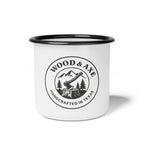 Wood & Axe Logo Camping Mug, Enamel Cup, Camping.