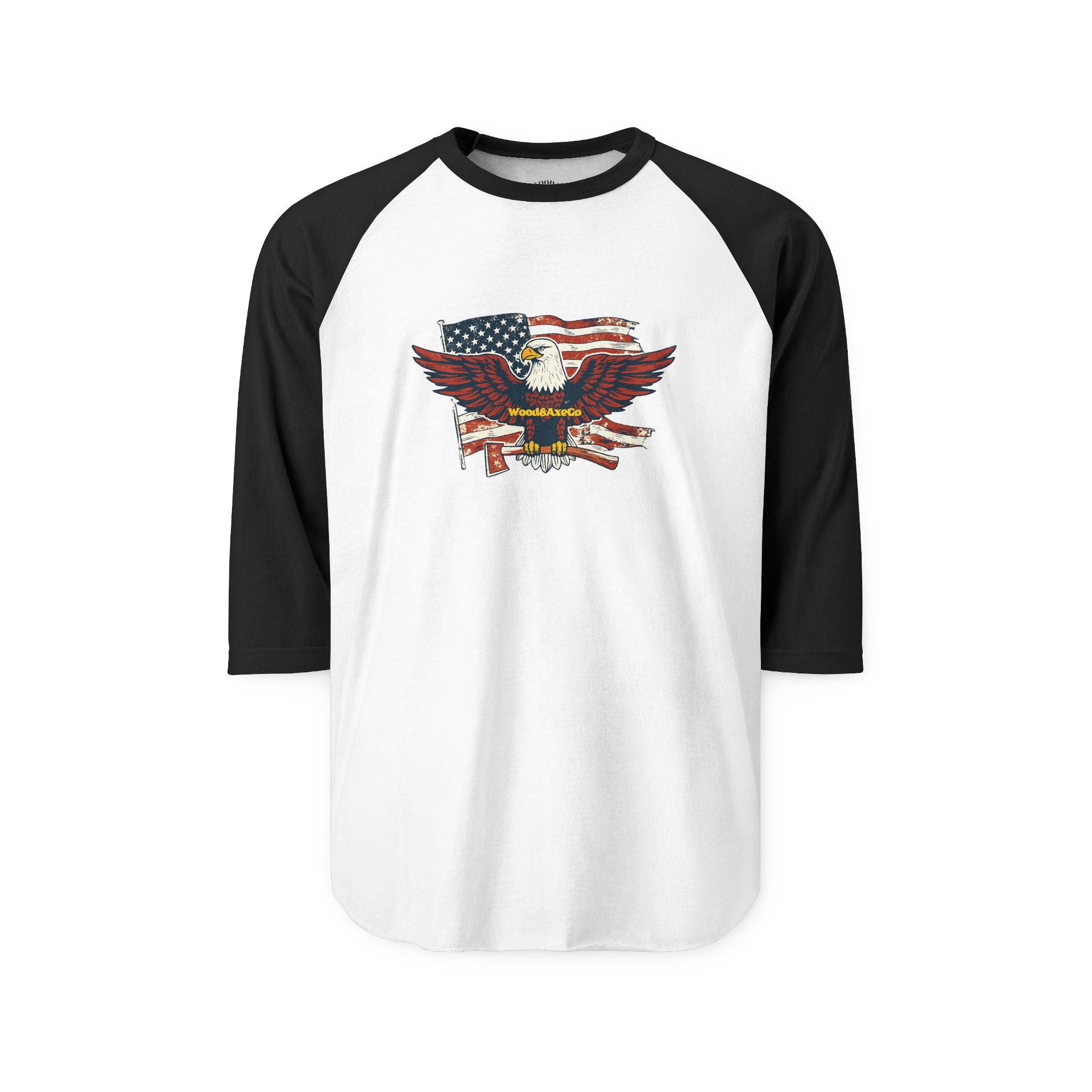 Patriotic Vintage Eagle Raglan Tee — Premium 3/4 Sleeve Shirt Inspired by American Grit
