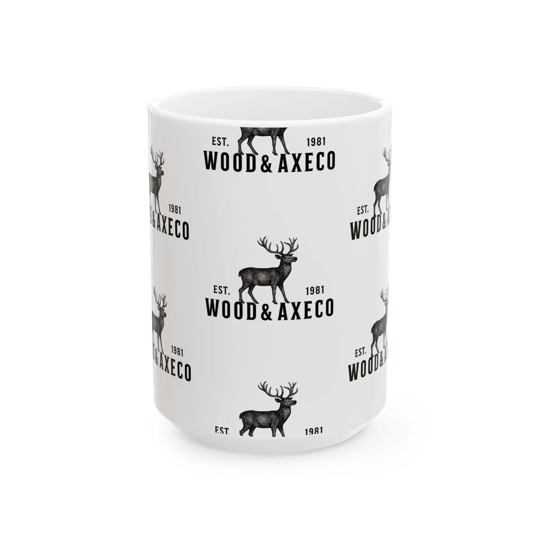 Wood & Axe Co. Stag Mug — Rustic Lodge Coffee Cup (11oz/15oz) | Outdoorsman Ceramic Mug