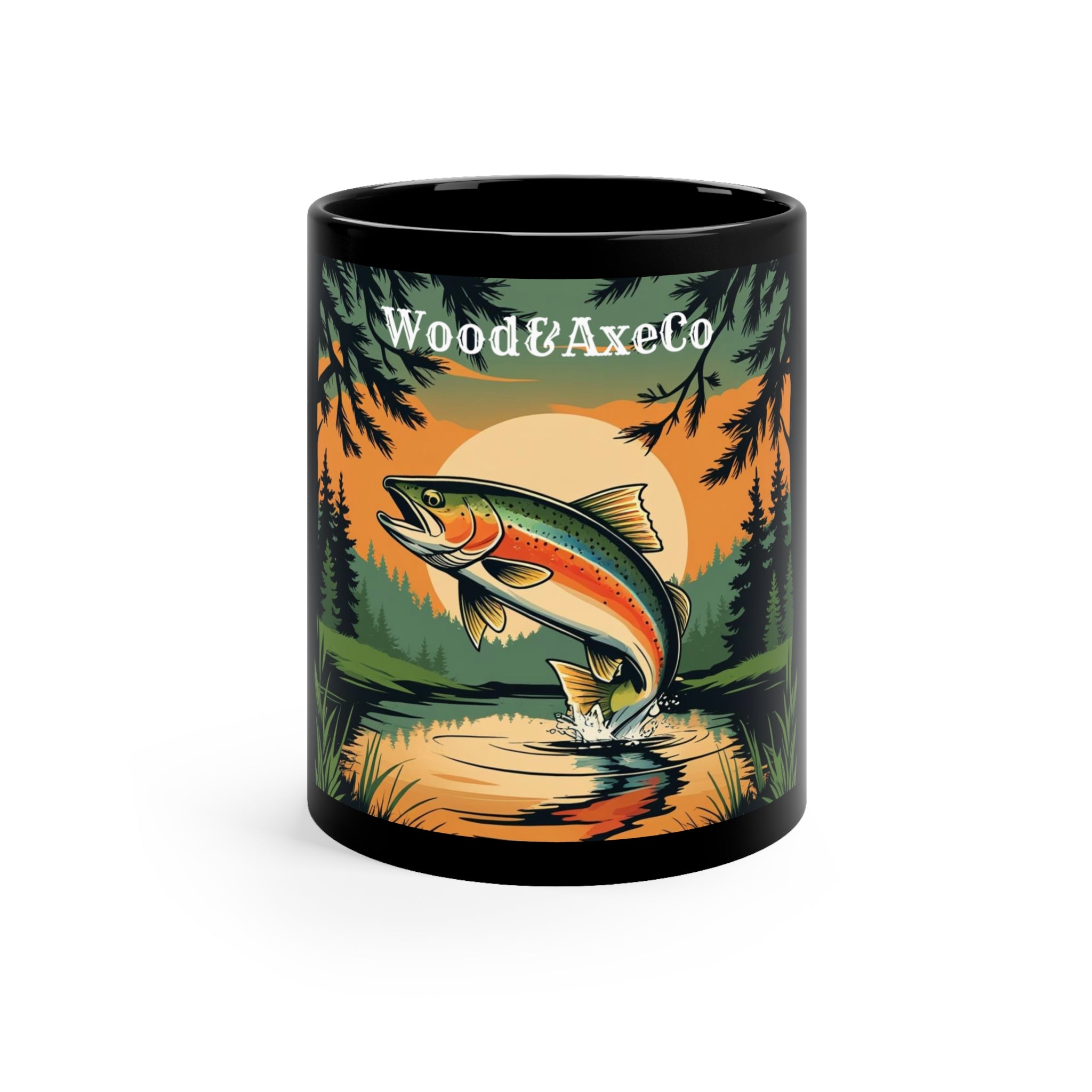 Vintage Fishing Mug with Nature Scene, Outdoorsy Gift for Anglers, Men's Fishing Gear, Coffee Lover's Gift, Rustic Home Decor