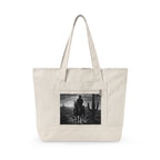 Cowboy Sunset Canvas Tote — Zippered Western Rider Tote Bag
