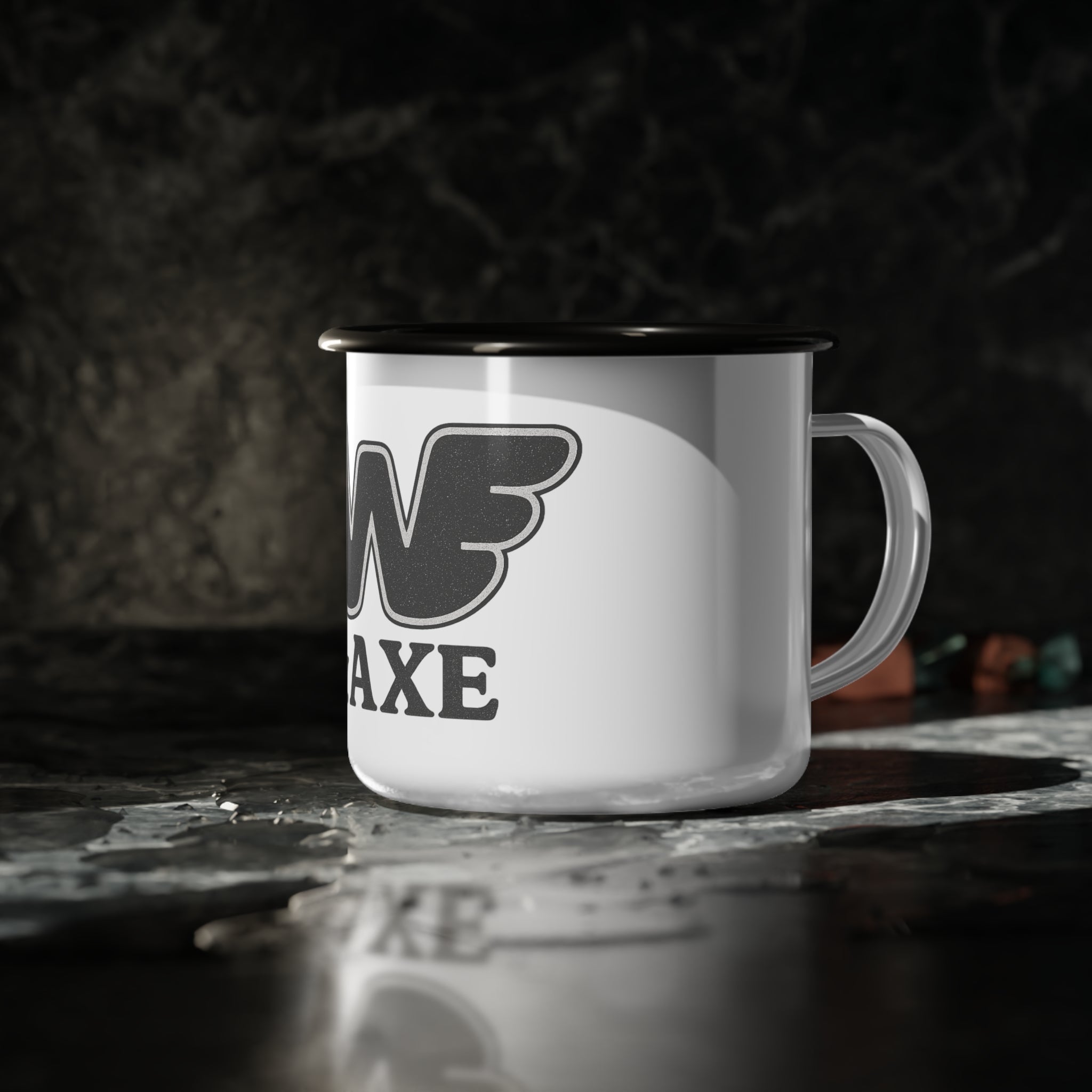 Wood & Axe Co. Enamel Camp Cup — Vintage Winged W & AXE Logo | Rugged Outdoor Mug
