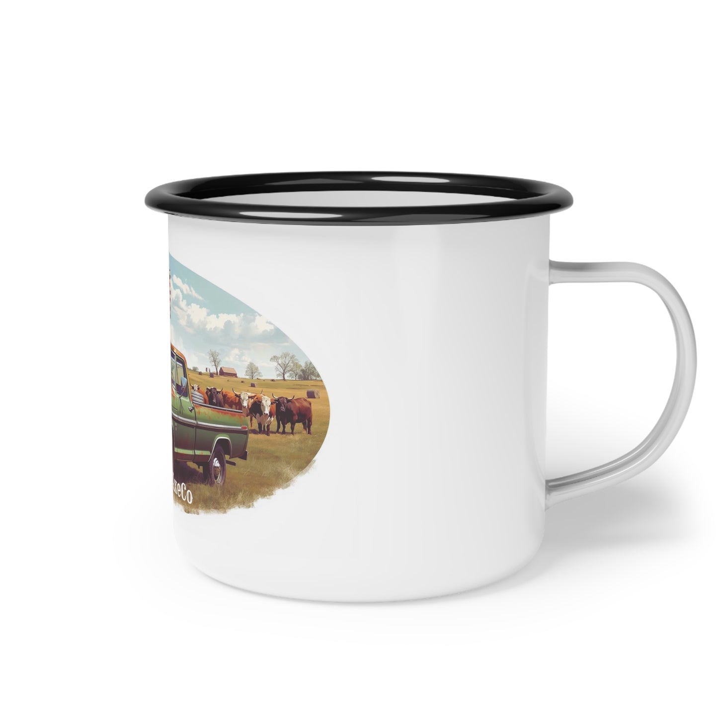 Vintage Pickup & Flag Enamel Camp Cup
