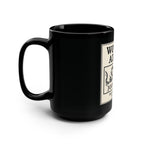 WOOD&AXECO. “JOIN OR DIE” PATRIOTIC COFFEE MUG — 15 OZ BLACK CERAMIC, RUSTIC CAMP MUG
