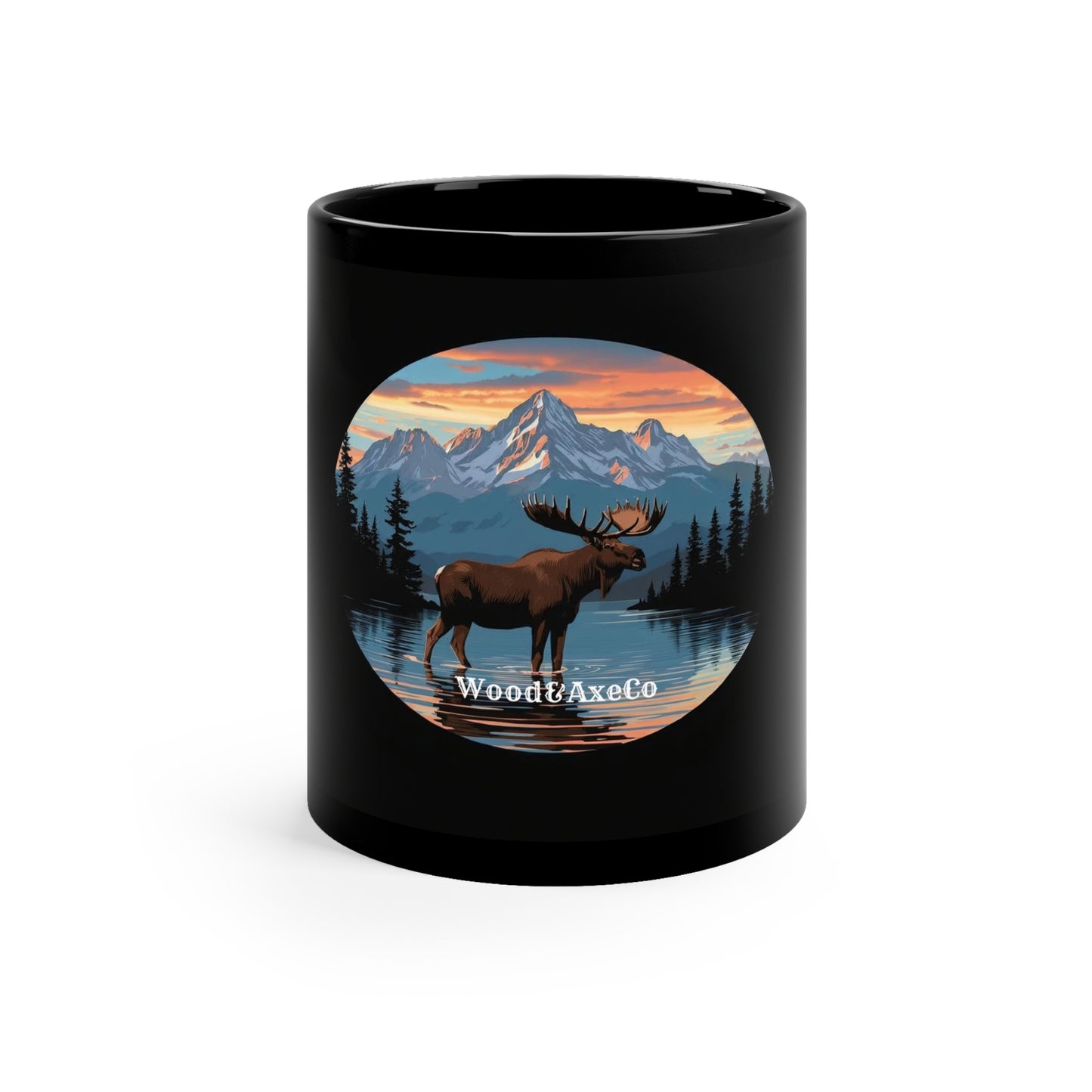 Moose Black Ceramic Mug