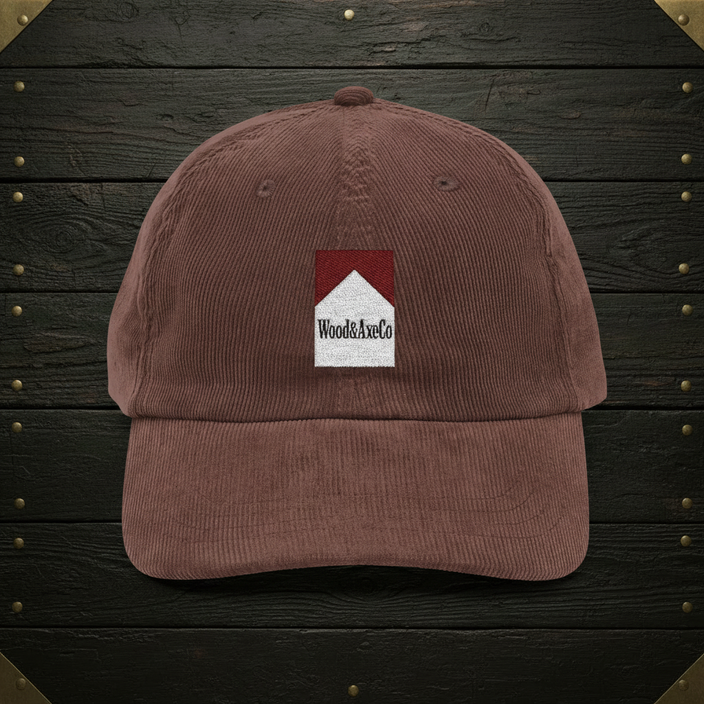 Corduroy Camp Cap on Wood Background