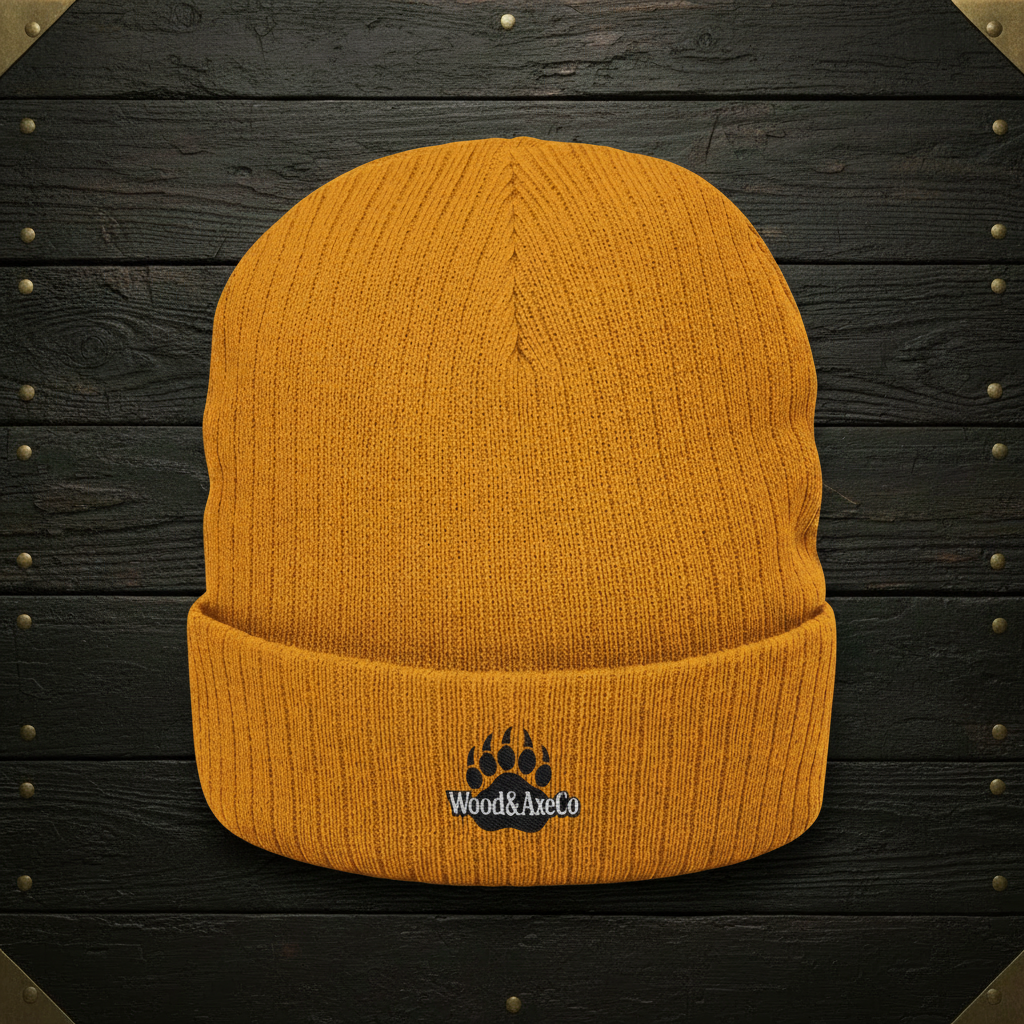 Grizzly Beanie on Wood Background