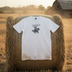 Trailbound Vintage Horse Tee on Haybale with Dust