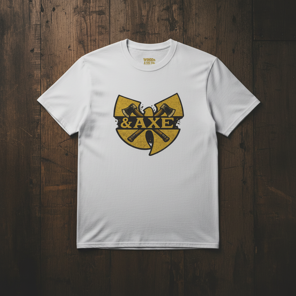 White &Axe Gold Shield Tee - Flat Lay